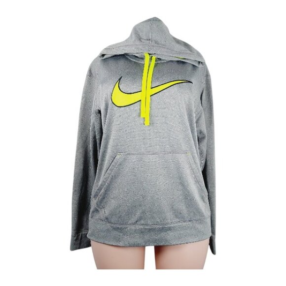 Nike Women's Gray Neon Therma-Fit Full Zip Hooded Sweatshirt Size M - Picture 1 of 11